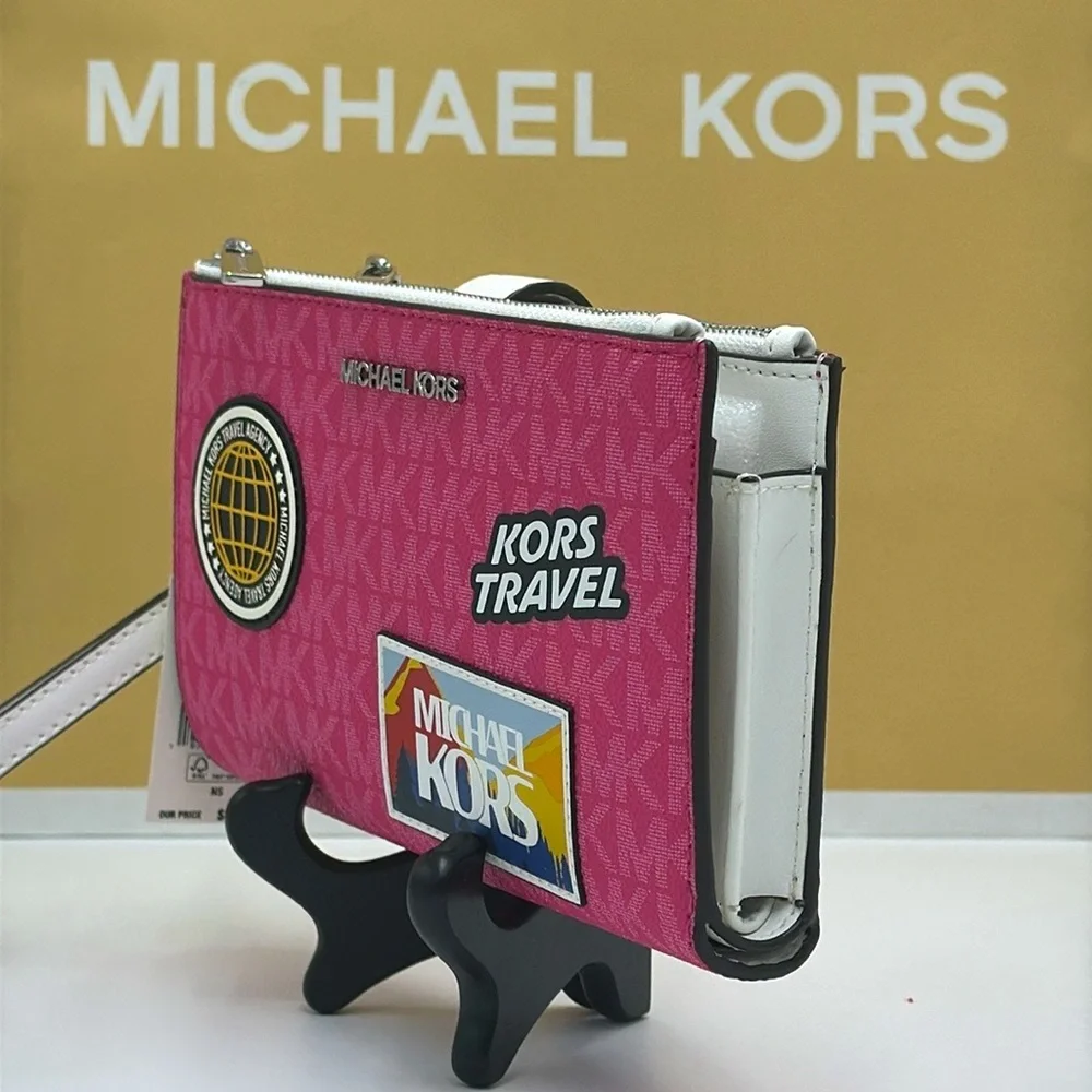 Michael Kors Jet Set Travel Large Embellished Signature Logo Wristlet Dragonfrui
